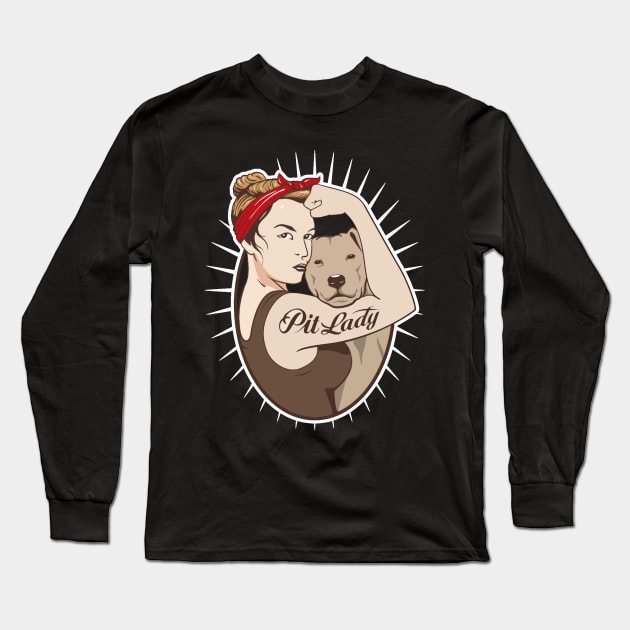 Pit Lady Gift T-shirt For Lover Pitbull Long Sleeve T-Shirt by darius2019